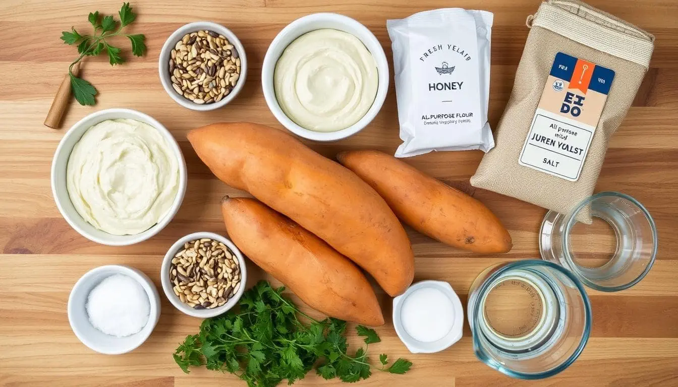 Ingredients for the Seeded Miso Sweet Potato Bread Recipe