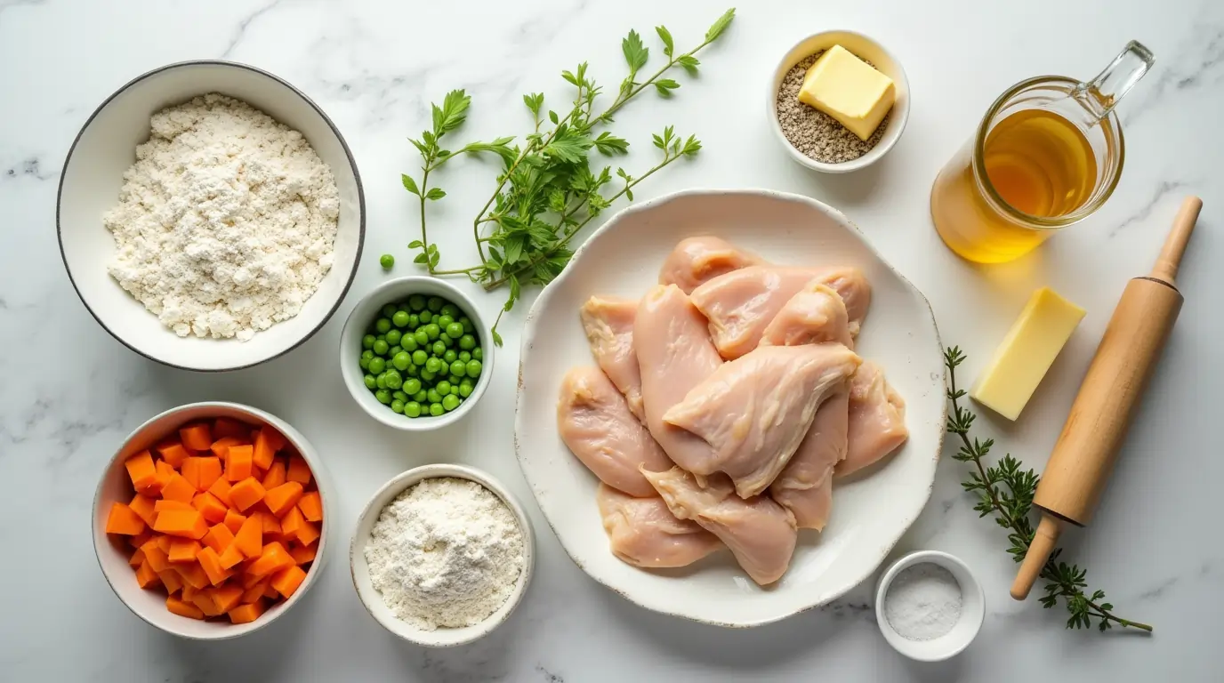 Gluten-Free Chicken Pot Pie ingredients