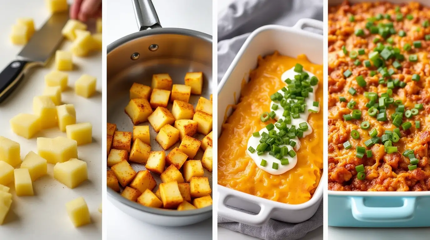 how to make taco bell cheesy fiesta potatoes step by step