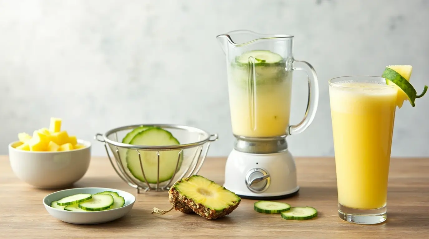 pineapple and cucumber juice step by step